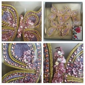 4pc Christian Siriano Pink Purple Rhinestone Butterfly Clips Decor